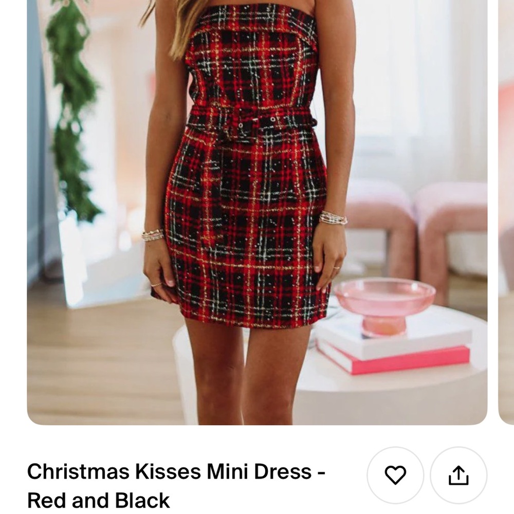 Christmas Kisses Mini Dress - Red and Black